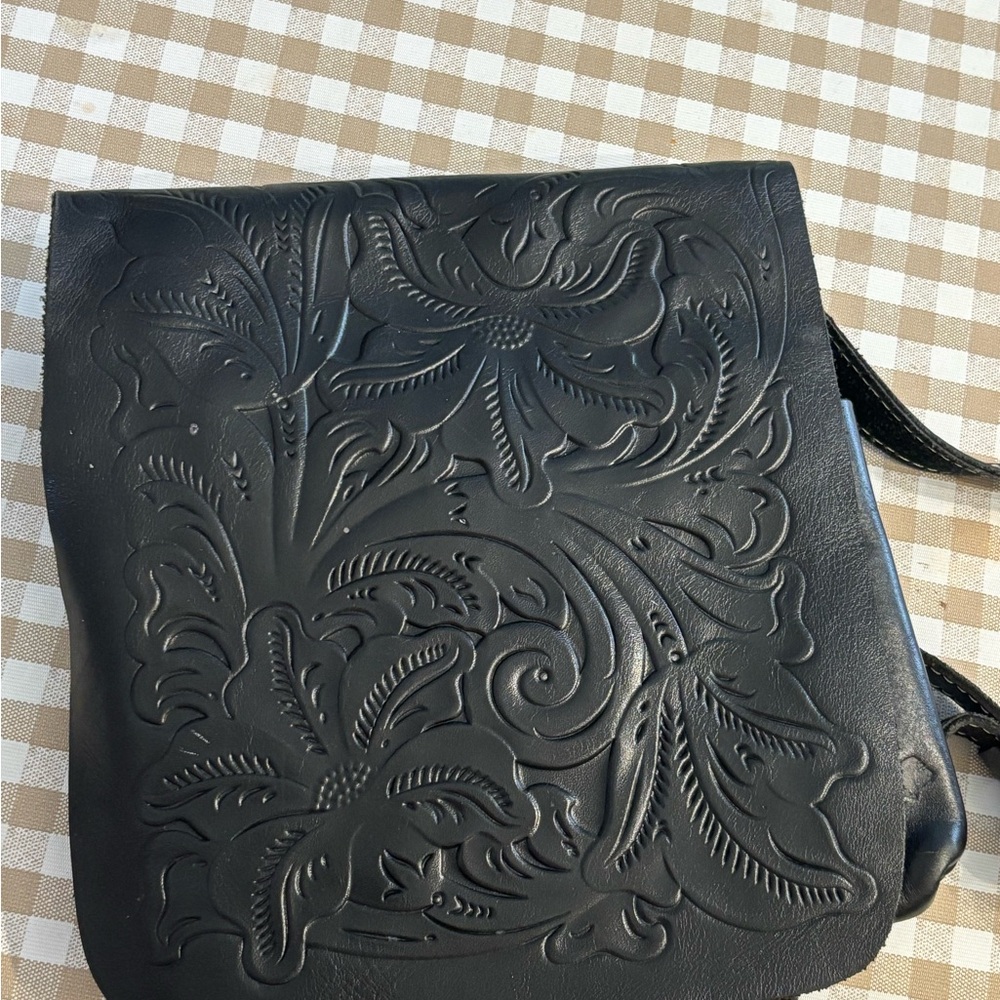 Elegant Black Embossed Leather Bag